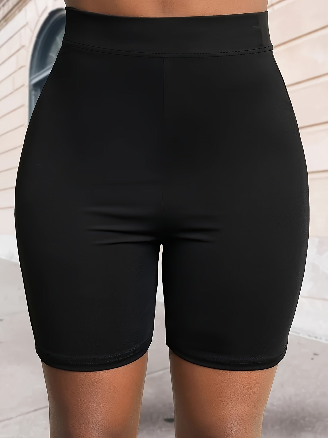  Casual Shorts Women's Plus Solid Elastic High Rise Biker Shorts