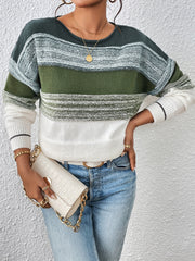  Colorblock Sweater Women's Long Sleeve Pullover Jumper