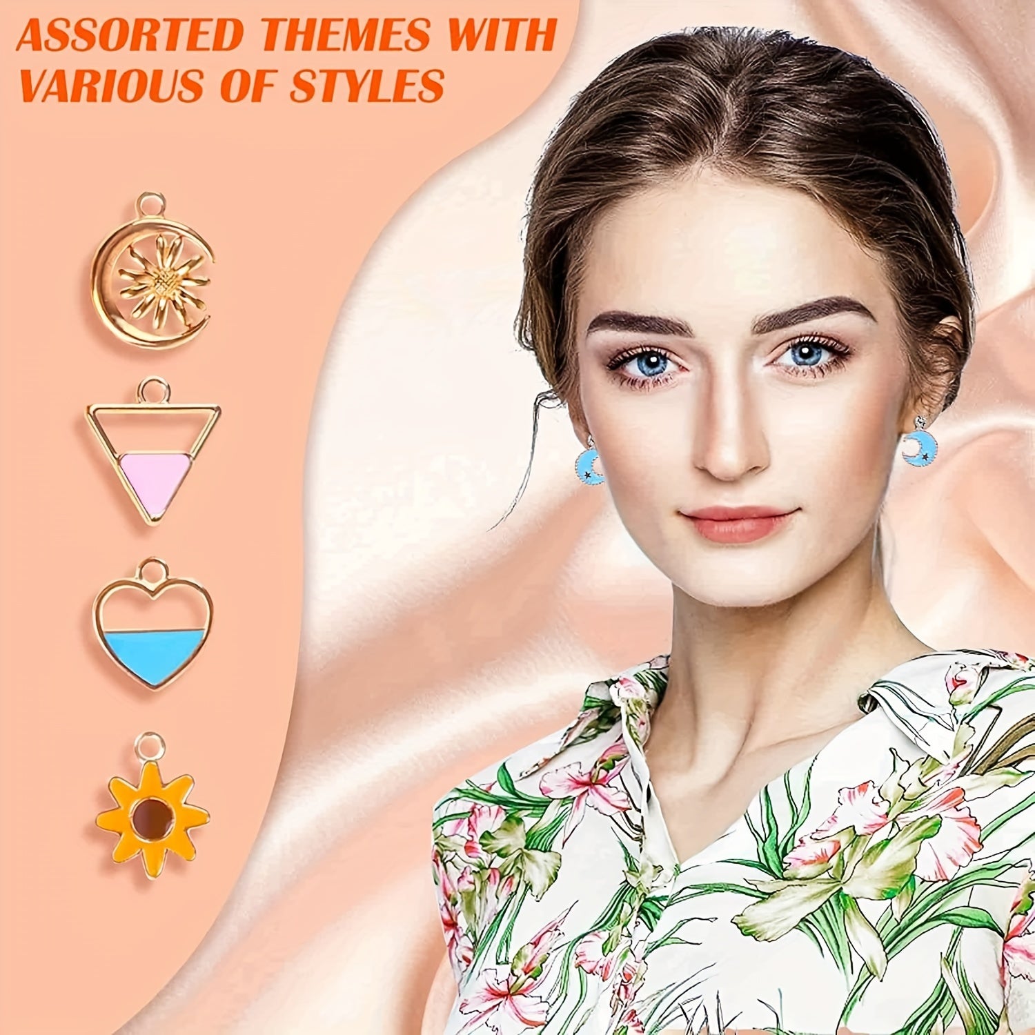 60 PCS Silvery & Golden Enamel Bracelet Charms for Jewelry Making