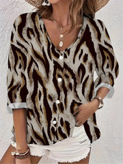 Women's Plus Leopard Print V-Neck Blouse