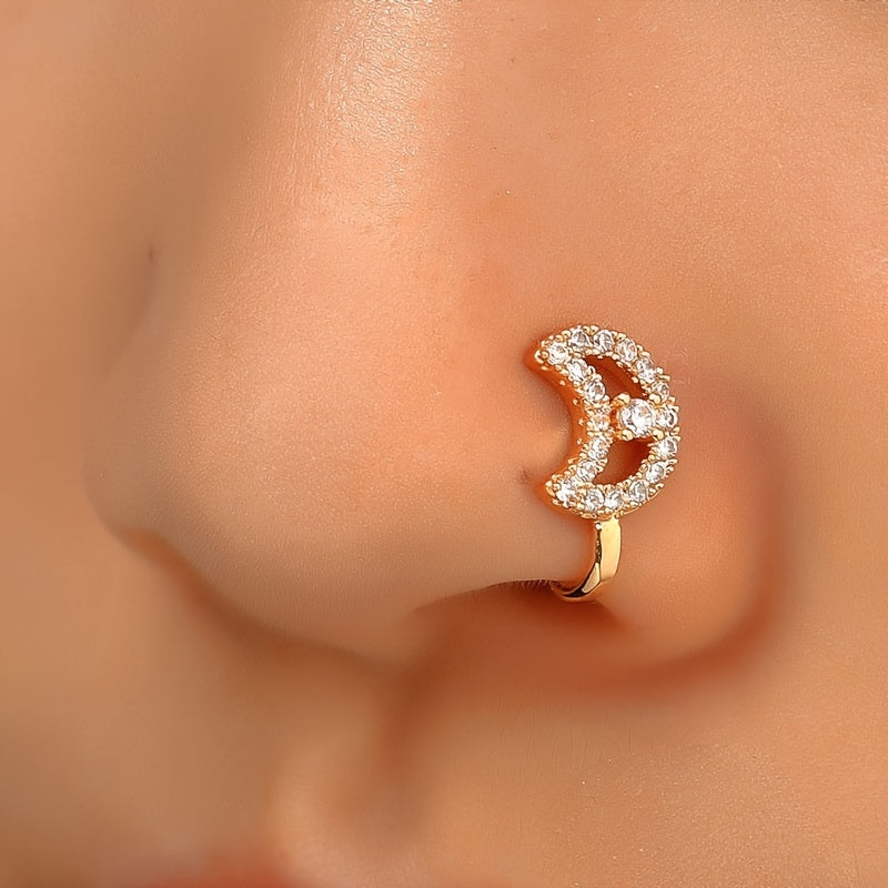 Men's Crown Shaped Nose Clip Inlaid Zircon Craft Party Gift