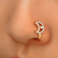 Men's Crown Shaped Nose Clip Inlaid Zircon Craft Party Gift