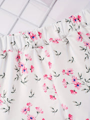 Girls Flower Ruffle Trim Shorts - Kids Summer Clothing