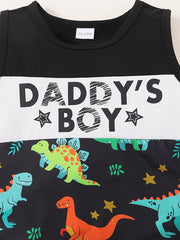 Boys DADDY'S Print Tank Top & Dino Shorts Set Kids Summer Clothes