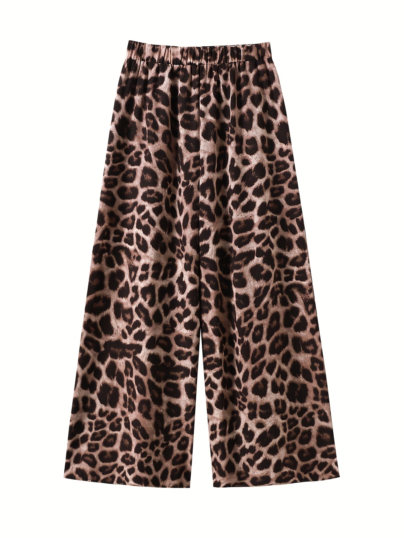 Women's Plus Leopard Print High Rise Wide Leg Pants