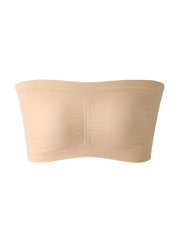 4pcs Strapless Bandeau Bras Soft Stretch Women's Lingerie
