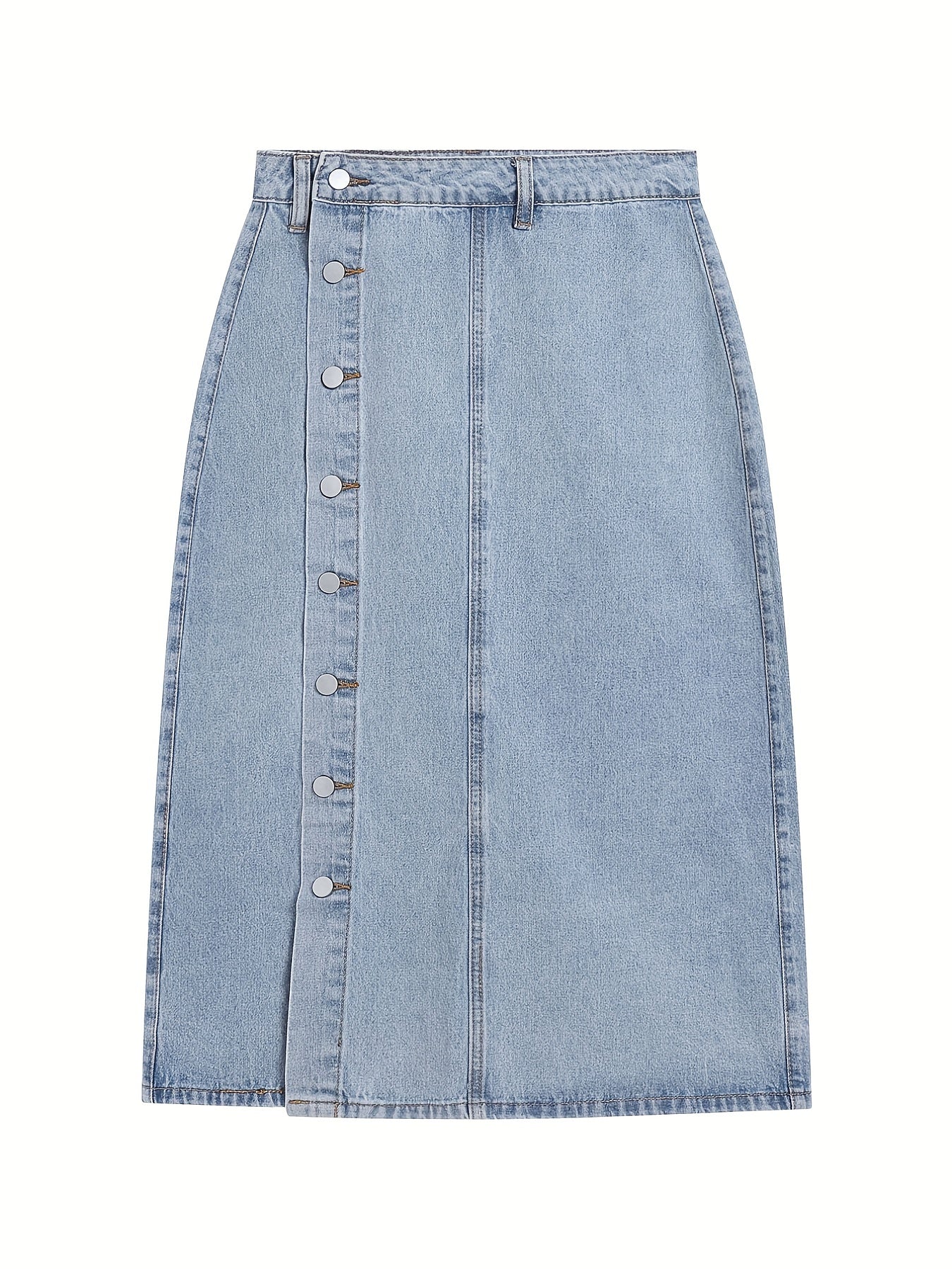 Button Denim Skirt High Waist Casual Split Skirt Women's Denim Clothes