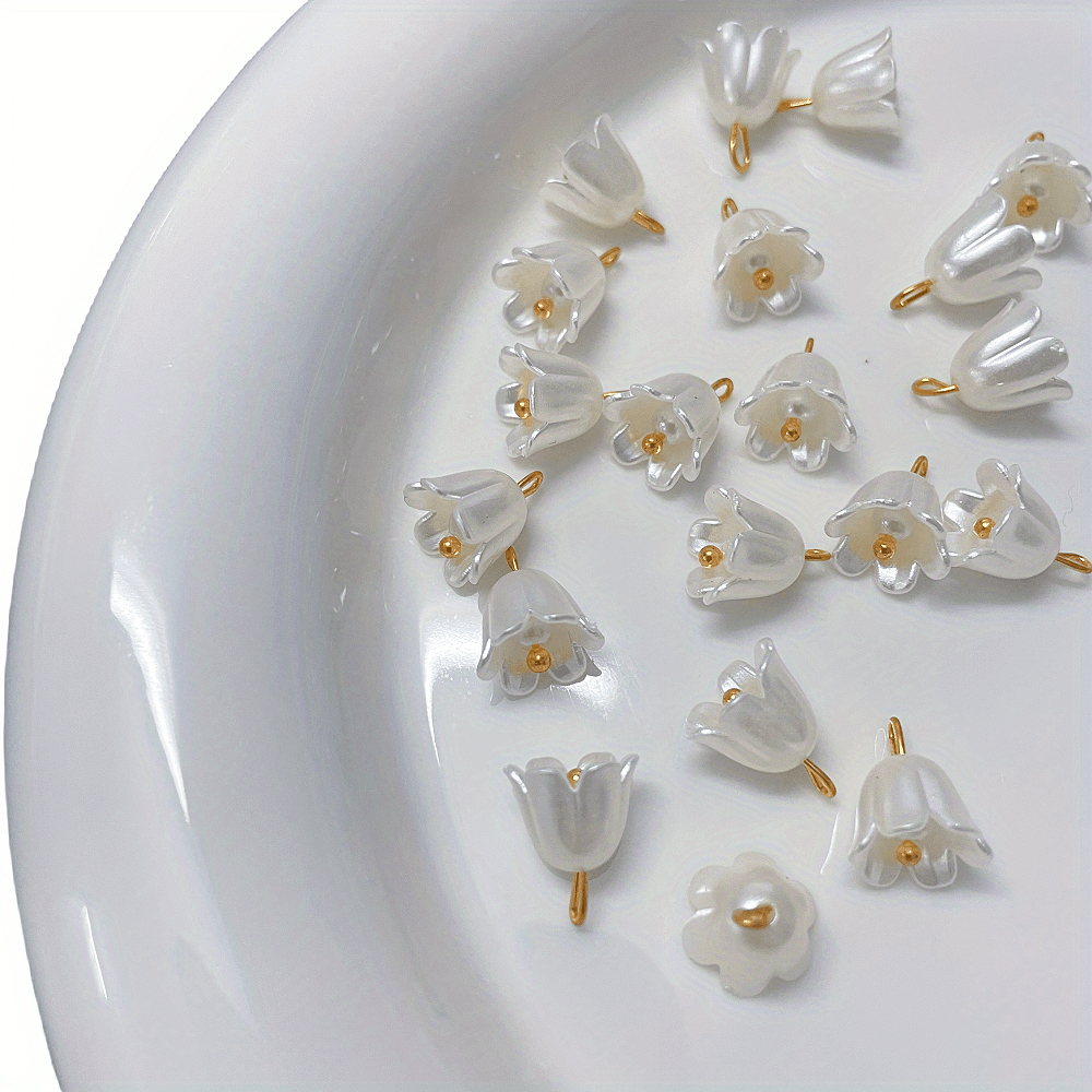 Pearly Bell Orchid Pendant Leaf Flower for DIY Jewelry Accessories