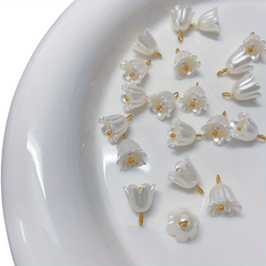 Pearly Bell Orchid Pendant Leaf Flower for DIY Jewelry Accessories