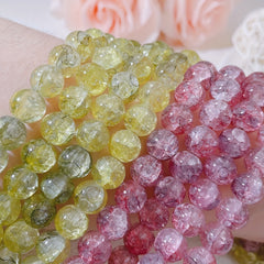 Ice Cracked Crystal Glass Round Beads Loose Spacer Beads for DIY Jewelry