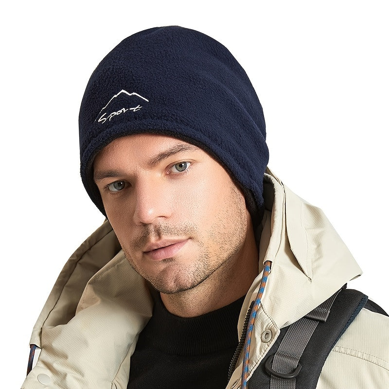 Men's Cold-proof Ski Hat Outdoor Fleece Wind-proof Knitted Hat