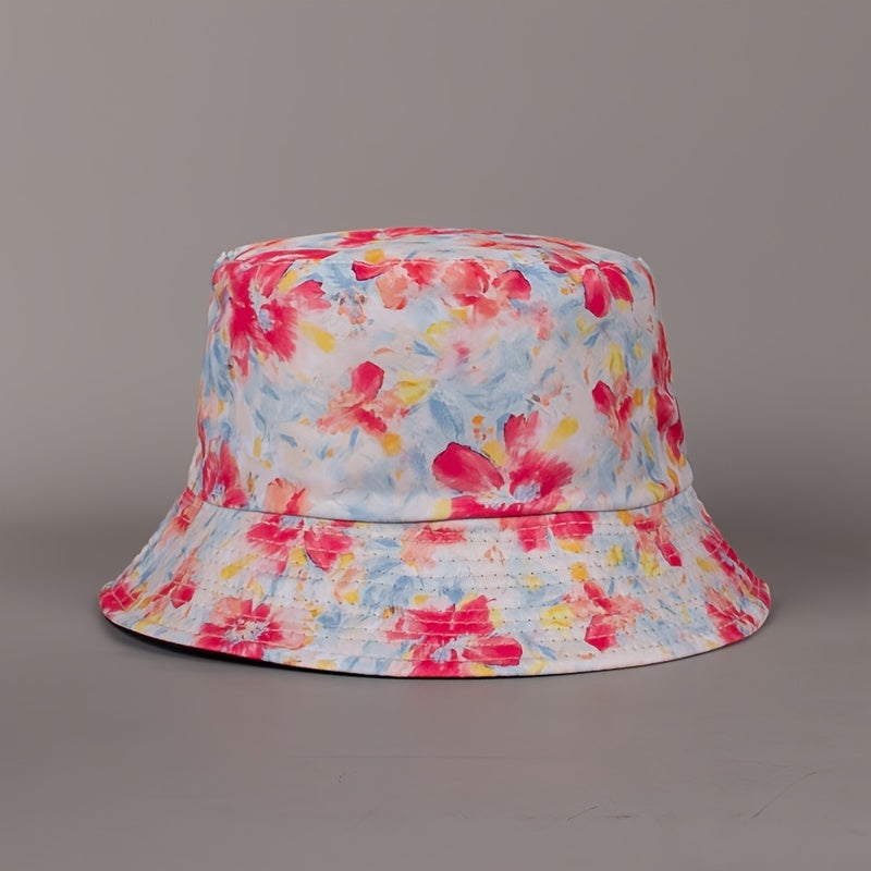 Women's Reversible Bucket Hat Red Flowers Lightweight Sun Fisherman Cap