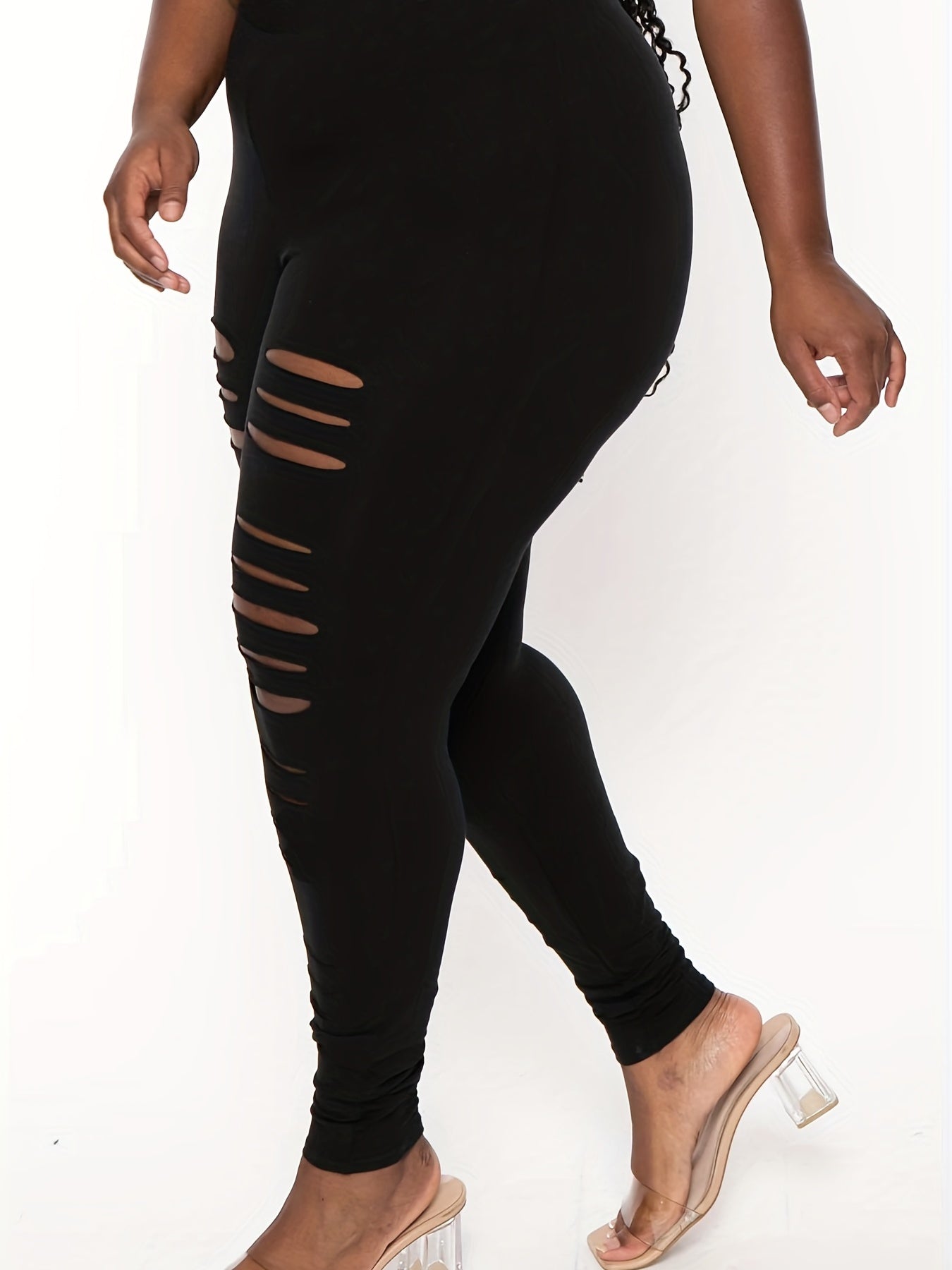  Ripped High Rise Stretchy Skinny Pants