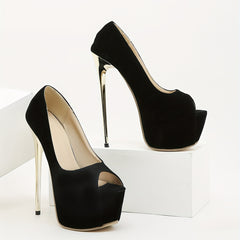 Women's Peep Toe Stiletto Heels Slip On Platform Pumps