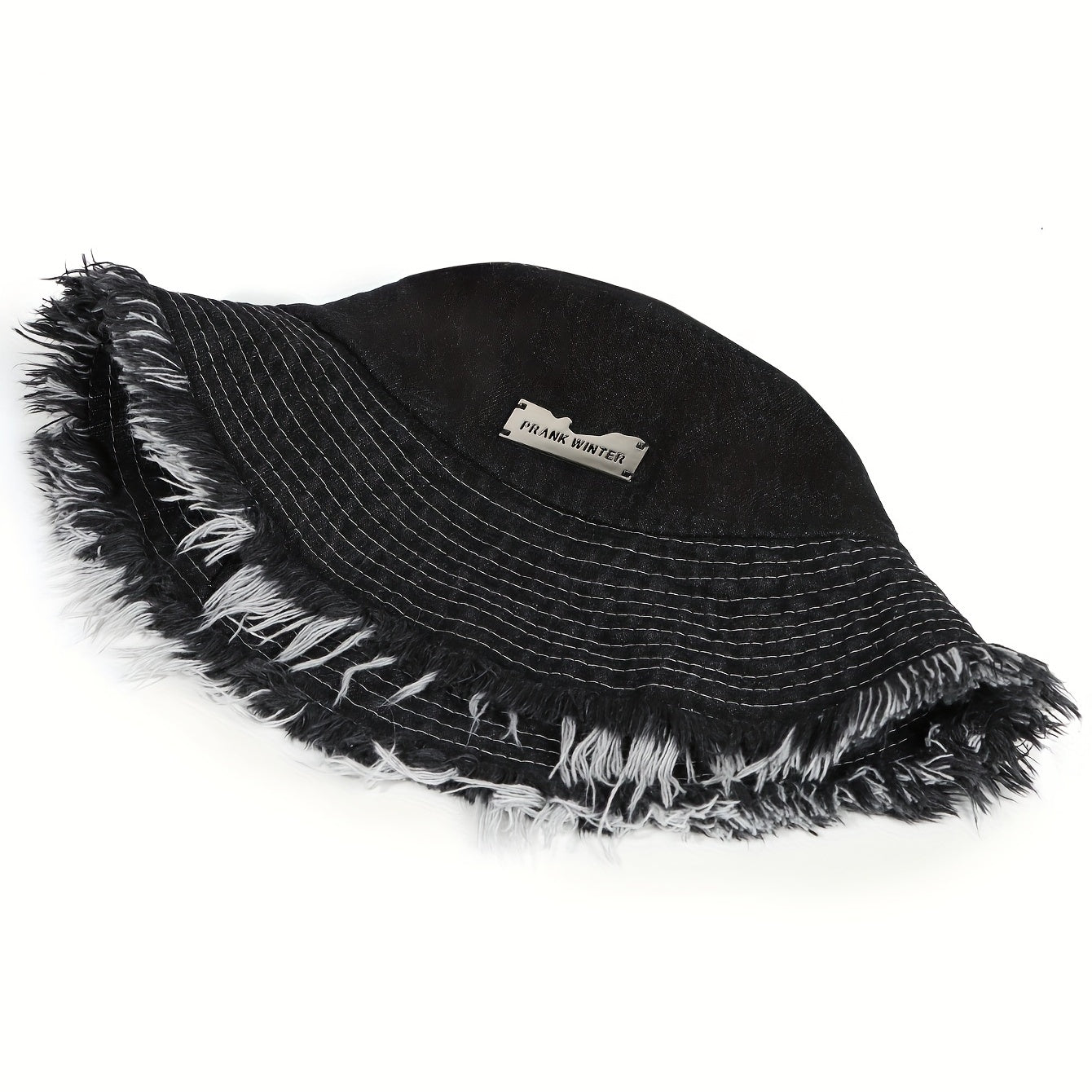 Vintage Denim Tassel Bucket Hat Sun Protection Cap
