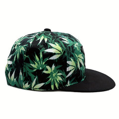 Men's Colorful Leaves Pattern Flat Brim Hat Baseball Cap