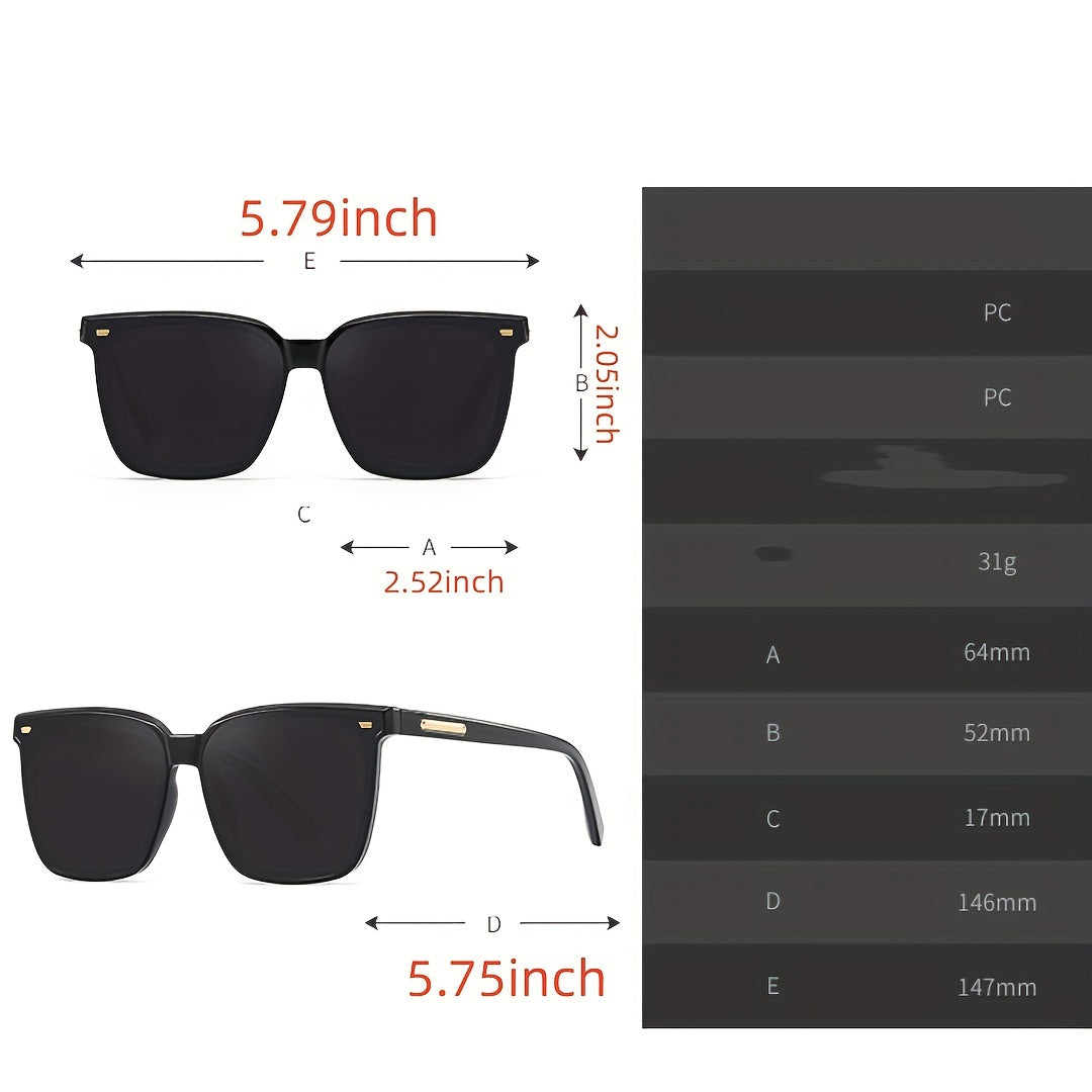 Square Sunglasses Rivet Decor Anti Glare UV400