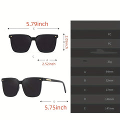 Square Sunglasses Rivet Decor Anti Glare UV400