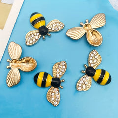 5pcs Enamel Bee Pendants Rhinestone Decor DIY Earrings Bracelet Necklace