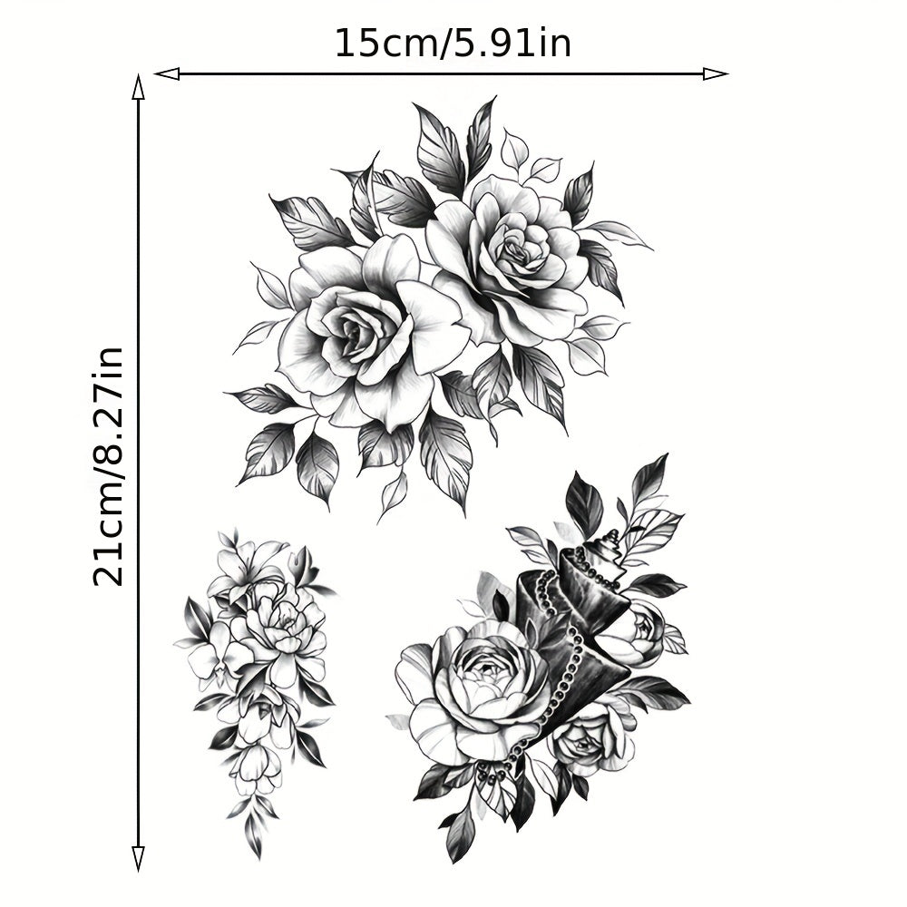 Rose Temporary Tattoo Stickers - Party Body Art Waterproof Stickers