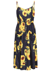  Button Detail Spaghetti Strap Cami Dress
