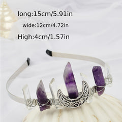 Amethyst Moon Crystal Quartz Crown Rhinestone Tiara Mermaid Headband