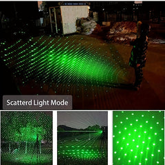 Green Beam Flashlight Laser Pointer USB Rechargeable Cat Toy Star Cap