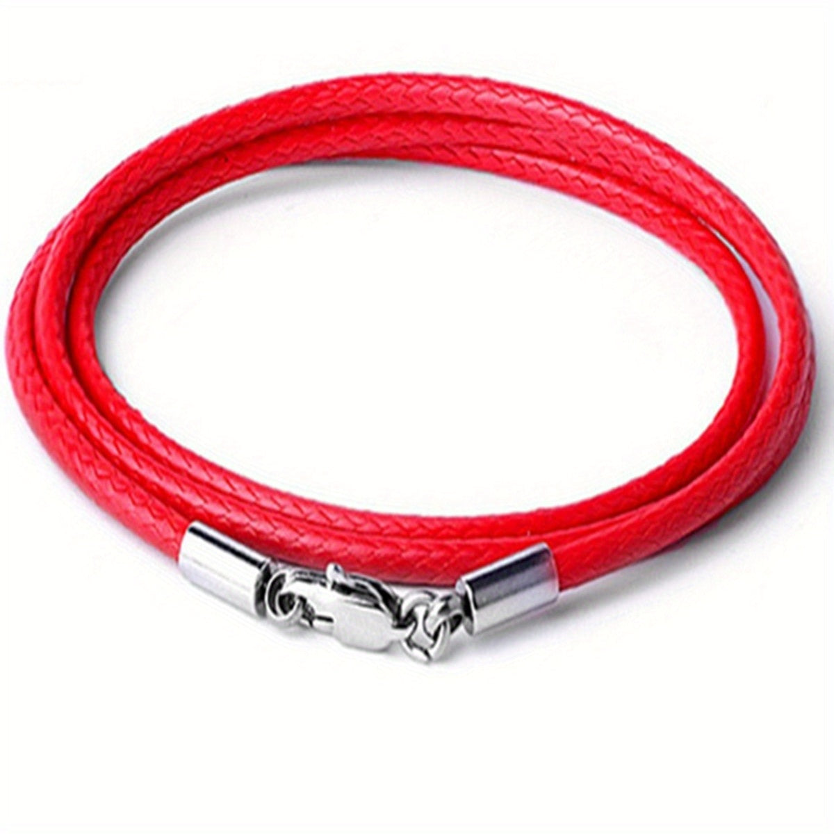 Men 3mm Wax Cord Choker Necklace Stainless Steel Clasp 16