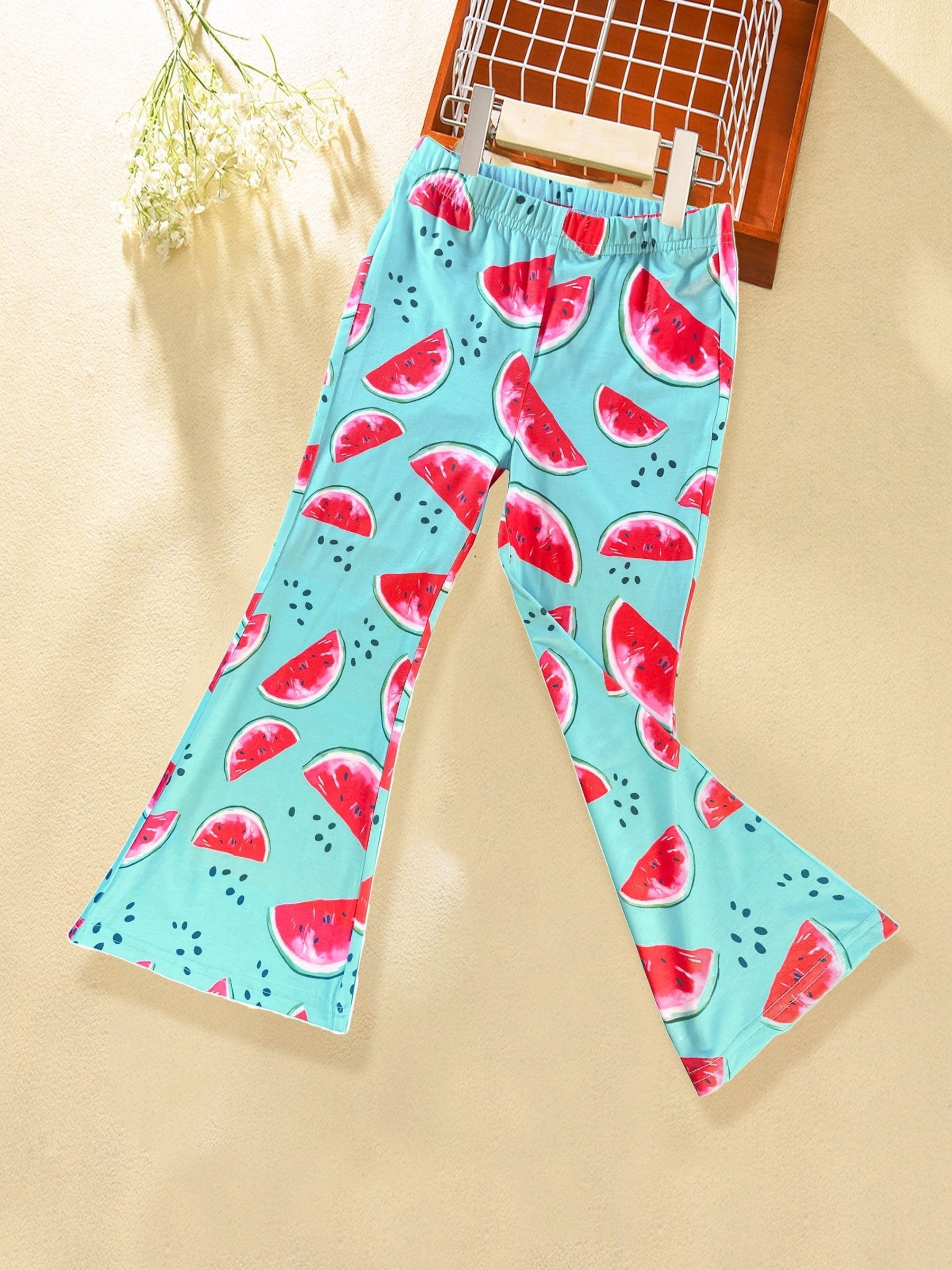 Watermelon Graphic Flare Leg Pants for Toddler Girls