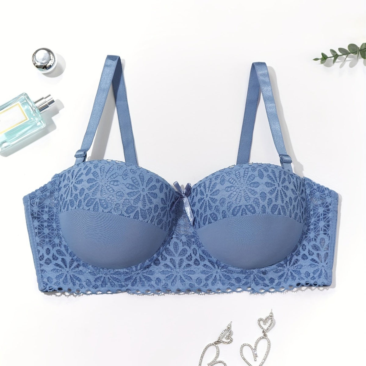 Contrast Lace Balconette Push Up Bra
