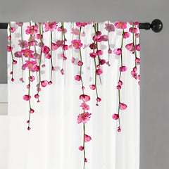 2pcs Yarn Flowers Voile Curtain for Living Room Bedroom Kitchen Cafe Curtains