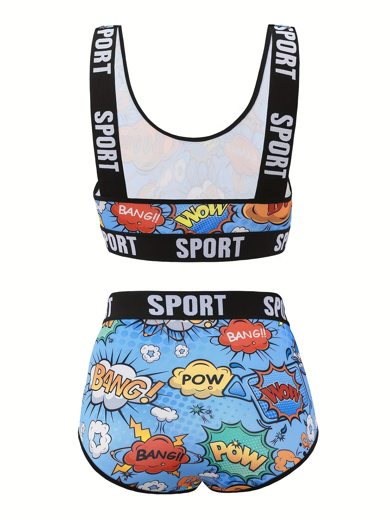 Y2K Pop Art Print Lingerie Set Tank Bra & High Waist Panty