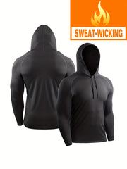 Men's Workout Hooded Shirt Active Mid Stretch Breathable Quick Dry Sports Shirt