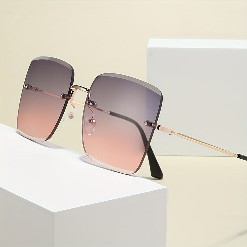 Square Rimless Sunglasses UV400 Gradient Glasses