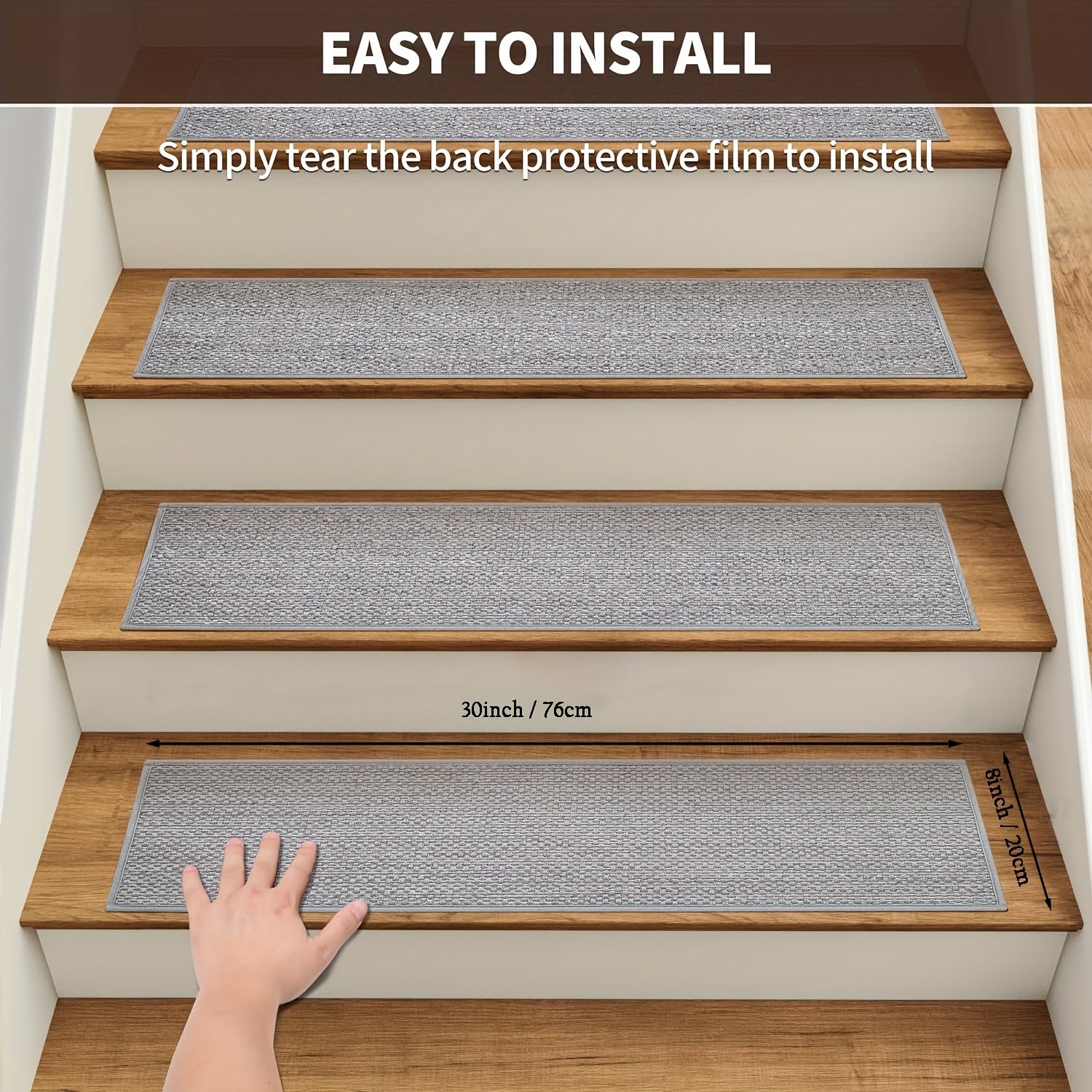 7pcs Linen Stair Treads Non Slip Self Adhesive Backing