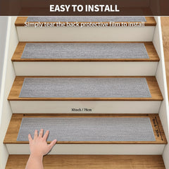 7pcs Linen Stair Treads Non Slip Self Adhesive Backing