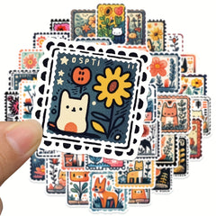 50pcs Cartoon Doodle Stamp Stickers Waterproof Notebook Water Cup Decor Stickers