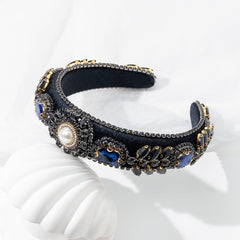 Rhinestone Pearl Headband Velvet Jewelry Chain Hairband