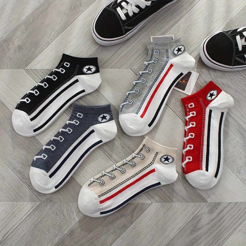 Canvas Shoes Print Ankle Socks Women's Stockings