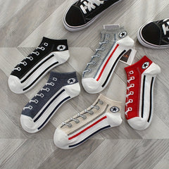 Canvas Shoes Print Ankle Socks Women's Stockings