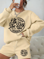  Halloween 2pcs Set Graphic Sweatshirt & Shorts Outfits