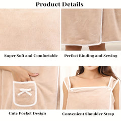 Coral Velvet Shower Skirt Soft Absorbent Bath Towel