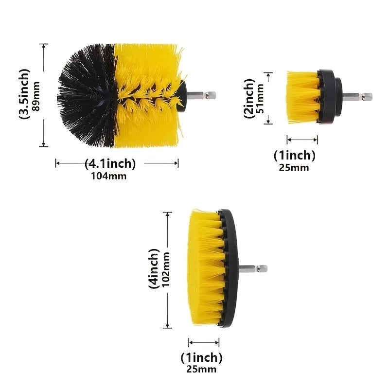 3pcs Power Scrubber Brush Set for Showers Tubs Bathroom Tile Grout