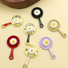 11pcs Enamel Poached Eggs Pan Charms for DIY Earrings Bracelet Pendants