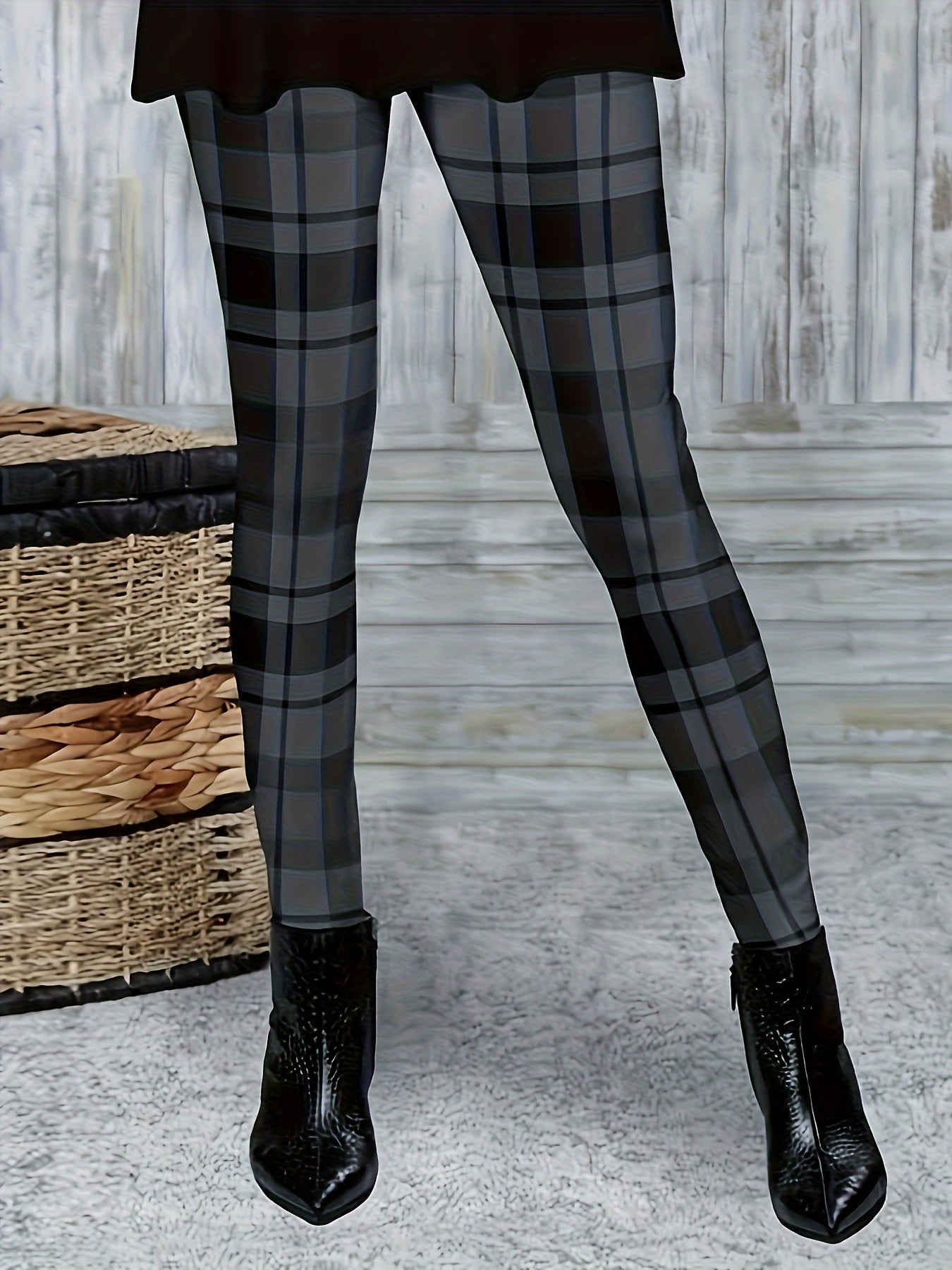  Plaid Print High Rise Leggings