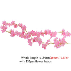 Artificial Cherry Rattan Decorative Flower Vine 70in 135pcs Flower