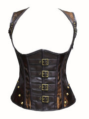 Punk Sleeveless Corset Bustier Tummy Control Lace Up Open Bust Body Shaper