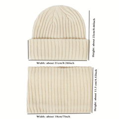 2pcs Woolen Knit Beanie Hat Scarf Set