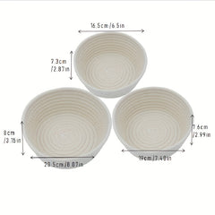 3pcs Cotton And Rope Woven Storage Basket