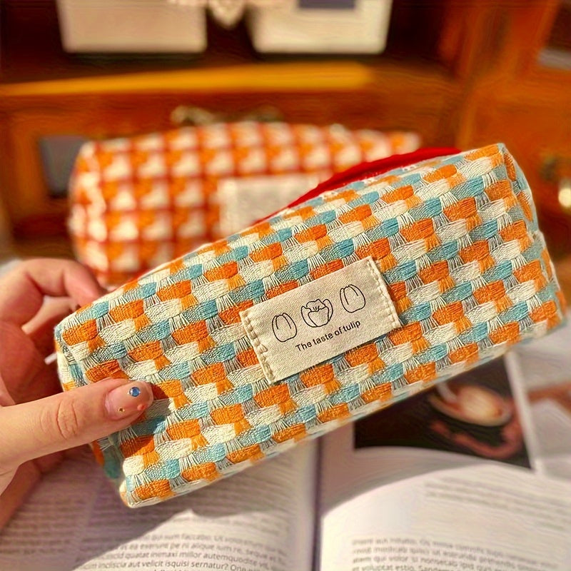 Rainbow Braided Pencil Case Large Capacity Beauty Bag